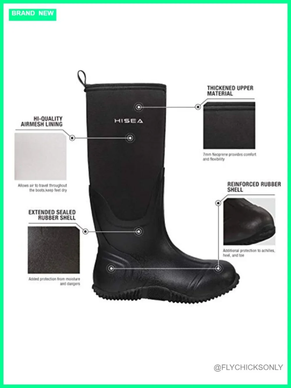 Women's Knee High Rain Boots Waterproof Insulated Neoprene Mud Anti-Slip